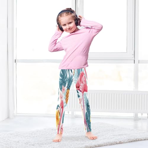 Toddler Girls Leggings Printed Yoga Pants Leggings Yellow Flower Flamingo for Kids4