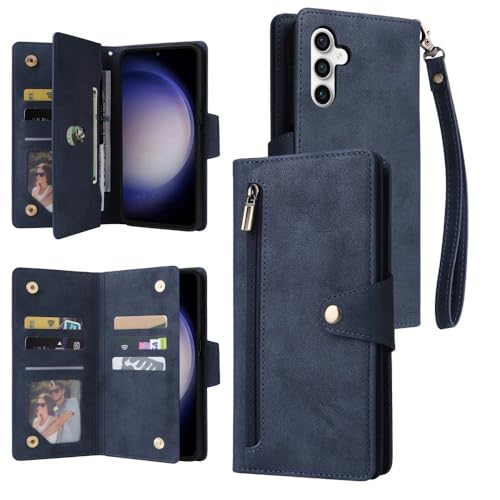 Housse Samsung Galaxy S25 Plus à rabat protection intégrale bleue