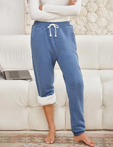 Image of Yeokou Women's Warm Sherpa Lined Athletic Sweatpants Joggers Fleece Pants
