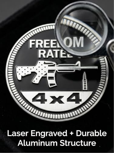 Image of 2 PCS Freedom Rated Car Emblem 4 x 4 Metal Automotive Badge 3D Metal Car Badges Emblems Round Emblem Decals Car Badge Decals Stickers Compatible with Vehicles Trucks SUV RV Decorations (Freedom)