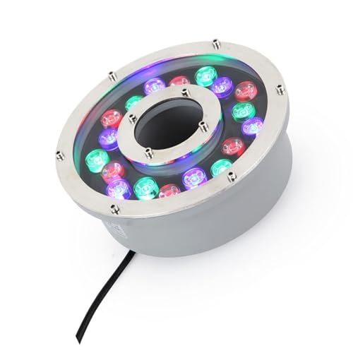 QICBYING Luce LED per Fontana Ad Anello - Luci per Laghetti, Luci Subacquee da Incasso AC12V, Luci per Laghetti con Foro Centrale Impermeabili IP68, Sommergibili per Fontana Subacquea(Blue,6W(ac12v))
