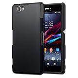 Terrapin Hybrid Rubberized Back Cover Hard Case for Sony Xperia Z1 Compact (Solid Black)