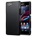 Terrapin Hybrid Rubberized Back Cover Hard Case for Sony Xperia Z1 Compact (Solid Black)