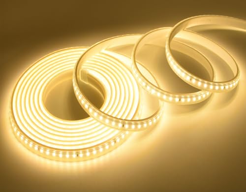 Image of SUYOOULIN LED Strip Lights, 9.9ft /3m High Voltage AC110V-130V Waterpoof IP68 Super Bright 9000LM 2835 120 LEDs /m LED Light Strips for Home Garden Outdoor Decoration(Warm White 3500K)