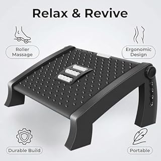 Poggiapiedi Ergonomico per Ufficio, Supporto per i Piedi per Scrivania Regolabile, Antiscivolo, Poggiapiedi con Funzione Massaggio, Migliora la Postura e la Circolazione, Ideale per Lavoro e Casa