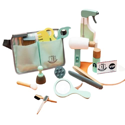 NESTA TOYS - Wooden Barber Play Toy -18 Piece | Salon Pretend Play Kit | Make-up Role Play Set for Kids (B09K5W8PLS) Amazon Price History, Amazon Price Tracker