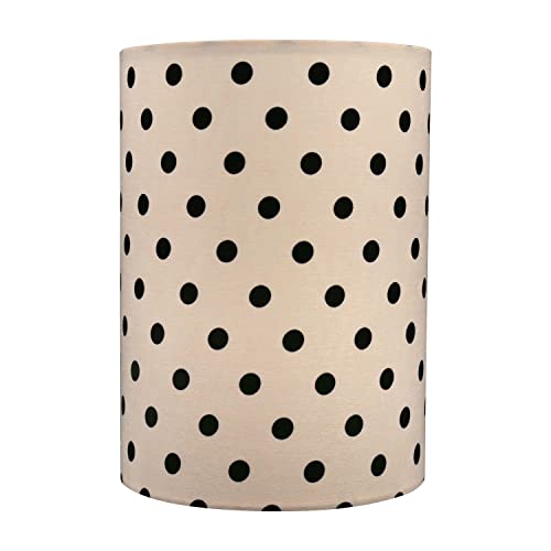 Image of Aspen Creative 31297 Contemporary Drum (Cylinder) Shaped Spider Construction Lamp Shade in Light Pink with Black Dot, 8 inch wide (8 inch x 8 inch x 11 inch)