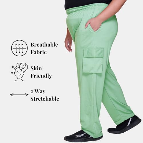 Image of White Moon Plus Size Women's 4 Pocket Cargo Joggers for Gym - Comfortable Track Pants for Women, Cotton Jogger, Ideal Track Pants for Women, Cargo Joggers for Everyday Wear (Pack of 2)