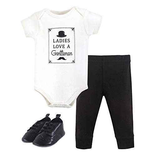 Hudson Baby Baby Cotton Bodysuit, Pant and Shoe Set, Ladies Love, 12-18 Months