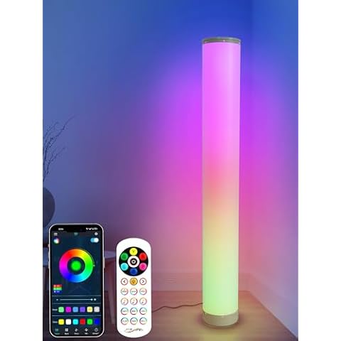 BrizLabs Smart RGB Floor Lamp, Color Changing LED Corner Lamp with Bluetooth APP & Remote, 16 Million Colors & Music Sync Corner Mood Standing Corner Floor Lamp Dimmable for Living Room Bedroom Party Cover