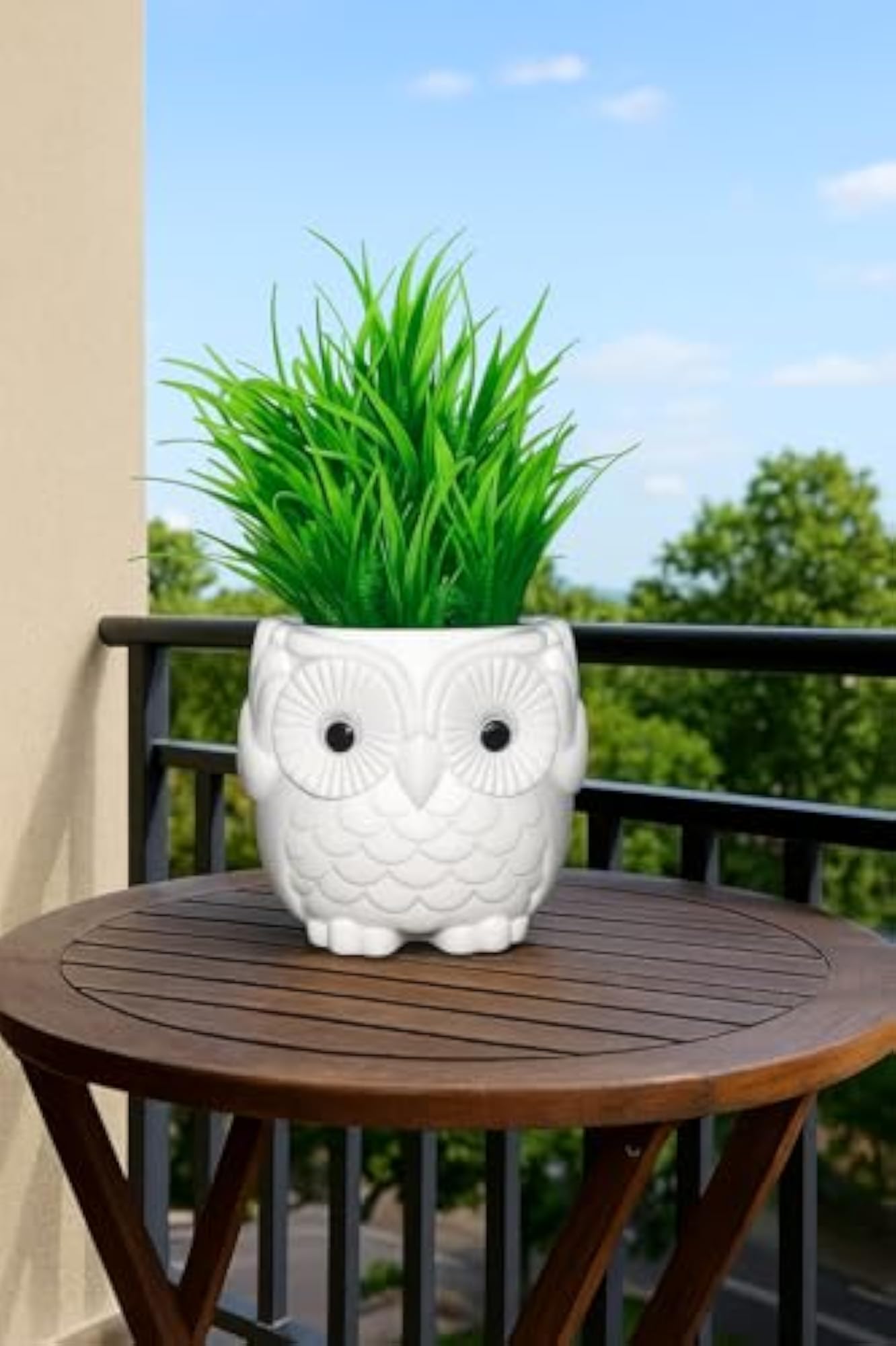 Faux Plants in Cute Owl Shape Pot for Gift Item