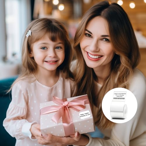 2 Rollen Etikettenband Papier, Thermo Etiketten Selbstklebend für Etikettierer M110/M220/B3S/T50PRO, 40 x 30 mm, Thermo-Etikettenband für Schule, Zuhause, Büro, 240 Etiketten/Rolle(Weiß)