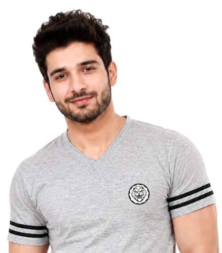 Image of Geum Men's Solid Half Sleeve V-Neck T-Shirt | Soft & Breathable Fabric | Regular Fit | Casual Everyday T-Shirt