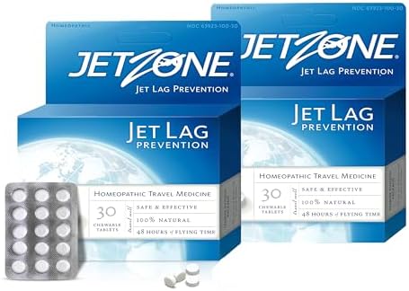 Jet Lag Remedy Pack of 2 - Business & Vacation Homeopathic Travel Aid – Trusted Over 18 Yrs - Immune – Circadian Rhythm - Fatigue – Exhaustion – Tired - Insomnia – 48hrs Flying Time - 30 Chewables