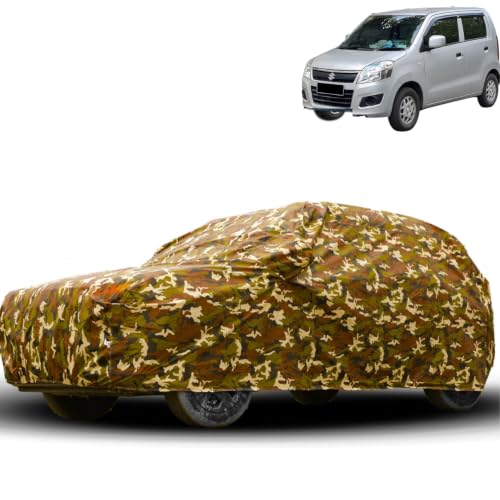 Image of Water Proof Car Body Cover Compatible for Wagon R 2015 | Dust Proof, Heat Resistant | Ultra Surface Body Protection - (Military Jungle Print)