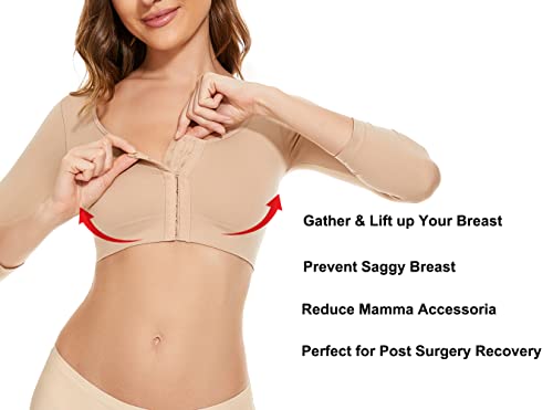 KSKshape Arm Shaper for Women Post Surgery Arm Lipo Compression Sleeves Front Closure Shapewear Bra Posture Corrector