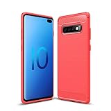  Cruzerlite Custodia Galaxy S10 Plus, Cover Galaxy S10 Plus, Custodia Galaxy S10+,Cover Galaxy S10 Carbon Fiber Shock Absorption Slim Case for Samsung Galaxy S10 Plus (Red)