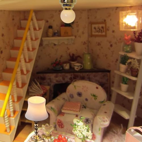 Plafonnier miniature 1/12 LED à piles avec interrupteur intégré