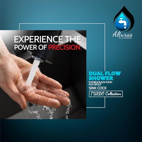 Image of ALTURAS Dual Flow Black Kitchen Sink Cock with 360 Degree Swivel Spout | Kitchen Sink Tap | Kitchen Faucet | Tap for Kitchen (Turbo)