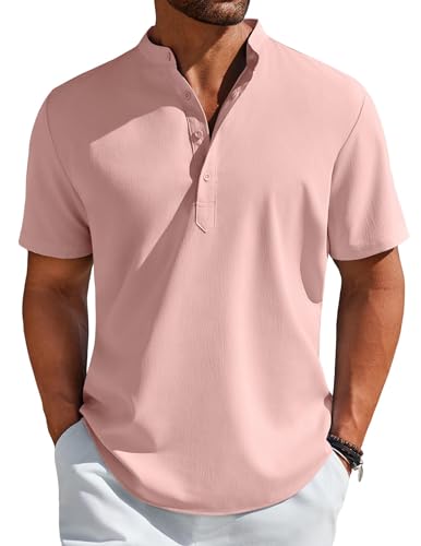 Chemise Henley style hippie chic et décontracté à manches courtes pour l'été