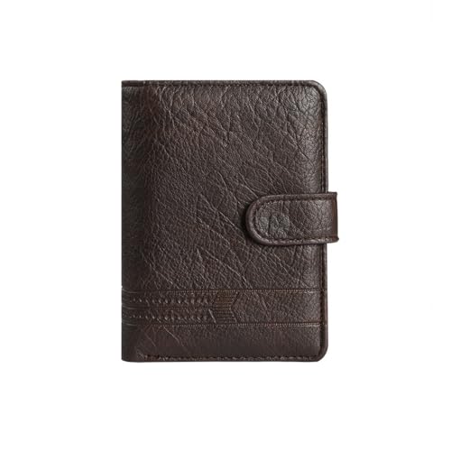 Men wallet brown PU leather vertical button retro multi position loose change case wallet for men