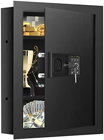 22.05" Tall Fireproof Wall Safes Between the Studs 16" Centers, Electronic Hidden Safe with Removable Shelf, Home Safe for Firearms, Money, Jewelry, Passport