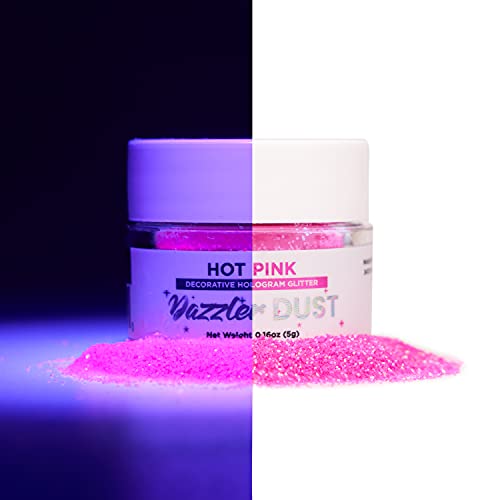 BAKELL Glitter rosa choque que brilha no escuro para arte e artesanato, frasco de 5 g | DAZZLER DUST