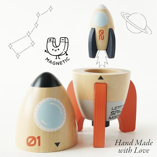 Le Toy Van TV808 Wooden Space Duo Toy, Plastic Free with Hidden Mini Rocket, Suitable for 24+ months - Image 4