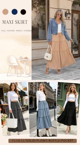 Image of POPYOUNG Women's Dress Fall Outfits Casual Midi Sundress