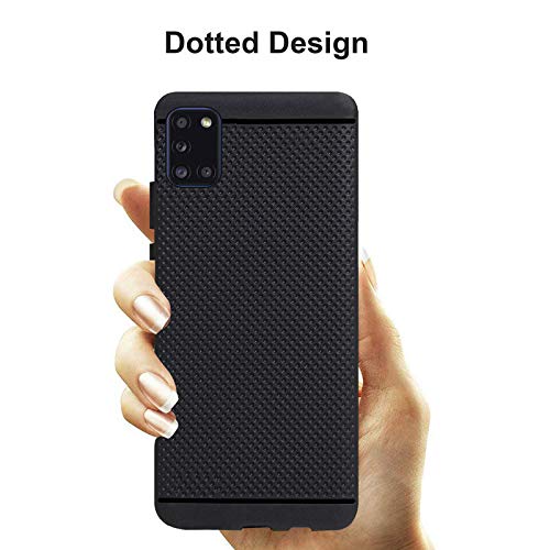 Image of HELLO ZONE Exclusive Dotted Matte Finish Soft Rubberised Back Case Cover for Samsung Galaxy A31 - Black