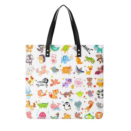 Sac shopping Zoo Coloré pour femmes : grand tote bag en toile de 39x39 cm idéal pour le voyage