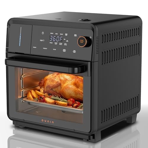 OUNIN Dampfbackofen 18L, 11-in-1 Backofen mit Dampffunktion, Dual Cook, Backen, Braten, Dörren & Selbstreinigung, 360° gleichmäßige Hitzeverteilung, Edelstahl-Innenraum, Platzsparend