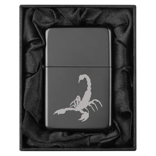 Encendedor en caja de regalo forrada en seda negra Scorpion miniatura 1