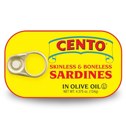 Cento Skinless & Boneless Sardines in Olive Oil, 4.375 Oz, High Protein, Easy to Open Pull Top Lid