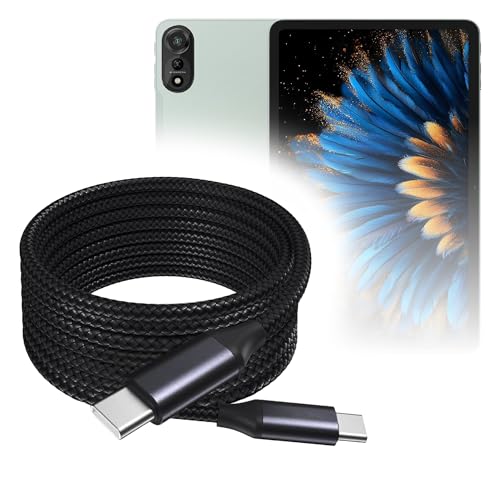 Image of BoxWave Cable Compatible with Blackview Mega 2 - DirectSync PD Cable (10ft) - USB-C to USB-C (100W), Long Type C Braided Nylon Alloy Fast Charge - Jet Black