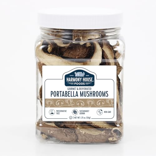 Harmony House Foods Dried Portabella Mushrooms (1.75 oz, Quart Size Jar)