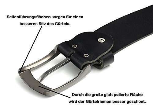 Fa.Volmer ® Riem heren lederen riem van buffelleer voor mannen jeans pak echt leer zwart 38 mm breed in te korten #10125 - Image 5