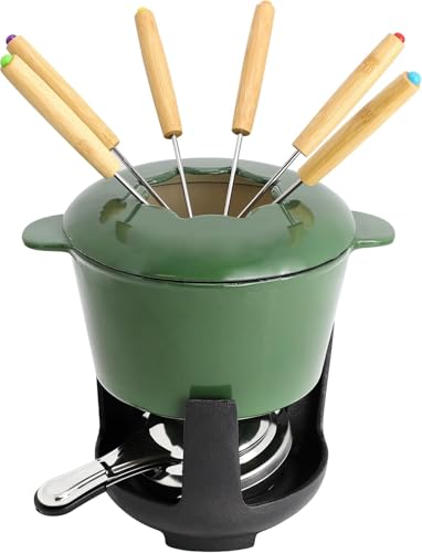 Set de fondue de hierro fundido con esmalte y 6 tenedores miniatura 1