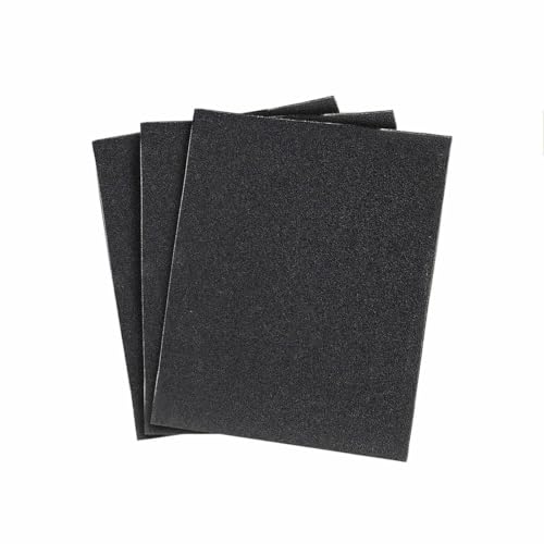 Papel lija al agua - grano 320, ideal para acabados finos en madera y metal, resistente y flexible, facilita un lijado suave y uniforme.