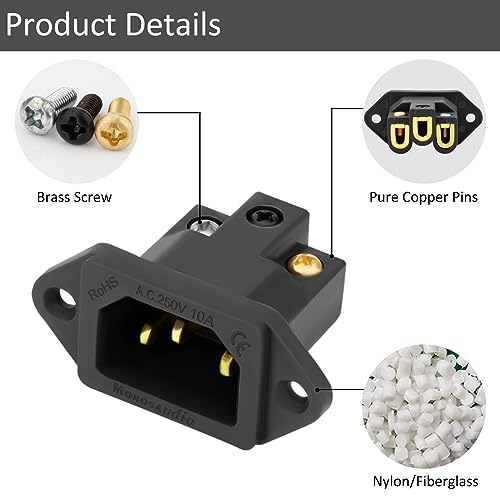 Conector de corriente Monosaudio IEC C14 negro miniatura 5