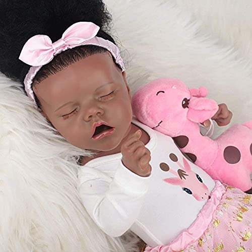 MWKL Nette Reborn Puppe Vollsilikon Körper Wiedergeburt Puppe 22 Zoll Lebensechte Realistische Badebare Reborn… – Bild 5