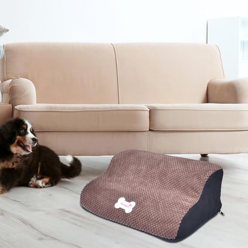 Dualoai Hunderampenstufen, Hundetreppe für Kleine Hunde, Hochbettklettern, Abnehmbare Abdeckung, Sanfte Neigung, Haustiertreppe für Den Innenbereich, für, Kaffee