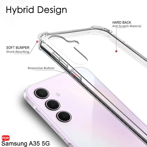 Image of TheGiftKart Crystal Clear Back Cover Case for Samsung Galaxy A35 5G | Shock Proof 360 Protection | Hard Clear Back Cover Case for Samsung Galaxy A35 5G (PC & TPU, Transparent Bumper)