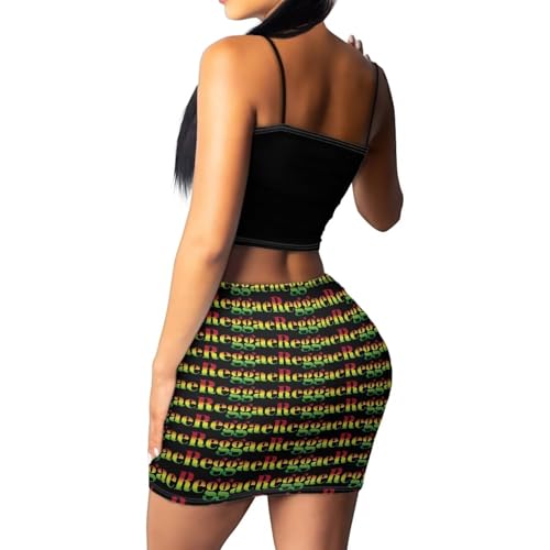 Image of 2025 Sexy Spaghetti Strap Crop Tops and Bodycon Skirt Casual 2 Piece Set S-4XL