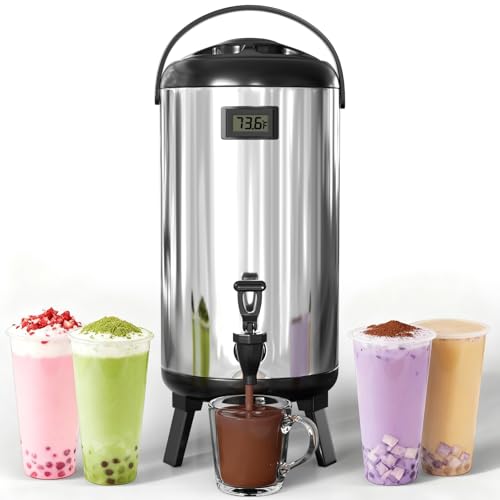 3.2 Gallon/12 L Insulated Beverage Dispenser, Thermal Hot&Cold Water Dispenser with Spigot for Coffee Juice Tea Milk, Stainless Steel Drink Dispenser for Parties Catering Commercial Use Home, Silver by Baotree - Used condition - US$56.86