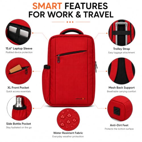 Image of CARAMBA CARRYMATE 26.5L Overnighter Laptop Backpack | Water Resistant Travel Bag with 15.6 inch Padded Laptop Sleeve, Trolley Strap & Dual Compartments for Office, Business, College Men & Women