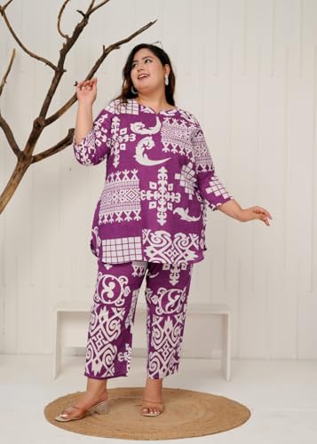 Image of Cord Set for Women Cotton |Plus Size A Line Kurta Set Stylish | Ethnic Dress Kurti Sets | Printed Dresses for Woman | Long Sleeves