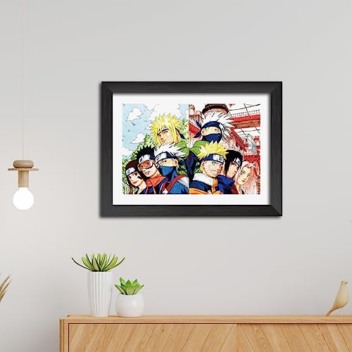 Image of TenorArts Kakashi & Minato Team 7 Poster Naruto Anime Laminated Posters Photo Frame Painting with Matt Finish Black Textures (12inches x 9inches)
