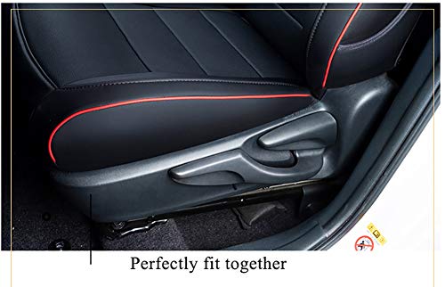 Image of EKR Rav4 Seat Covers Custom Fit for Toyota Rav4 2016 2017 2018(Hybrid) LE,SE,XLE,Limited, Leather Car Seat Cover Full Set for SUV,Faux Leather(Black with Red Trim)