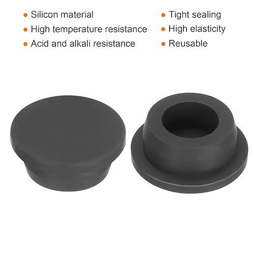Image of UXCELL High Temp Silicone T-Shaped Rubber Stopper Plugs - Dia 26mm /1.02 inch Black Pack of 2 (OD 33mm) for Powder Coating, Plating, Waterproof Sealing